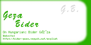 geza bider business card